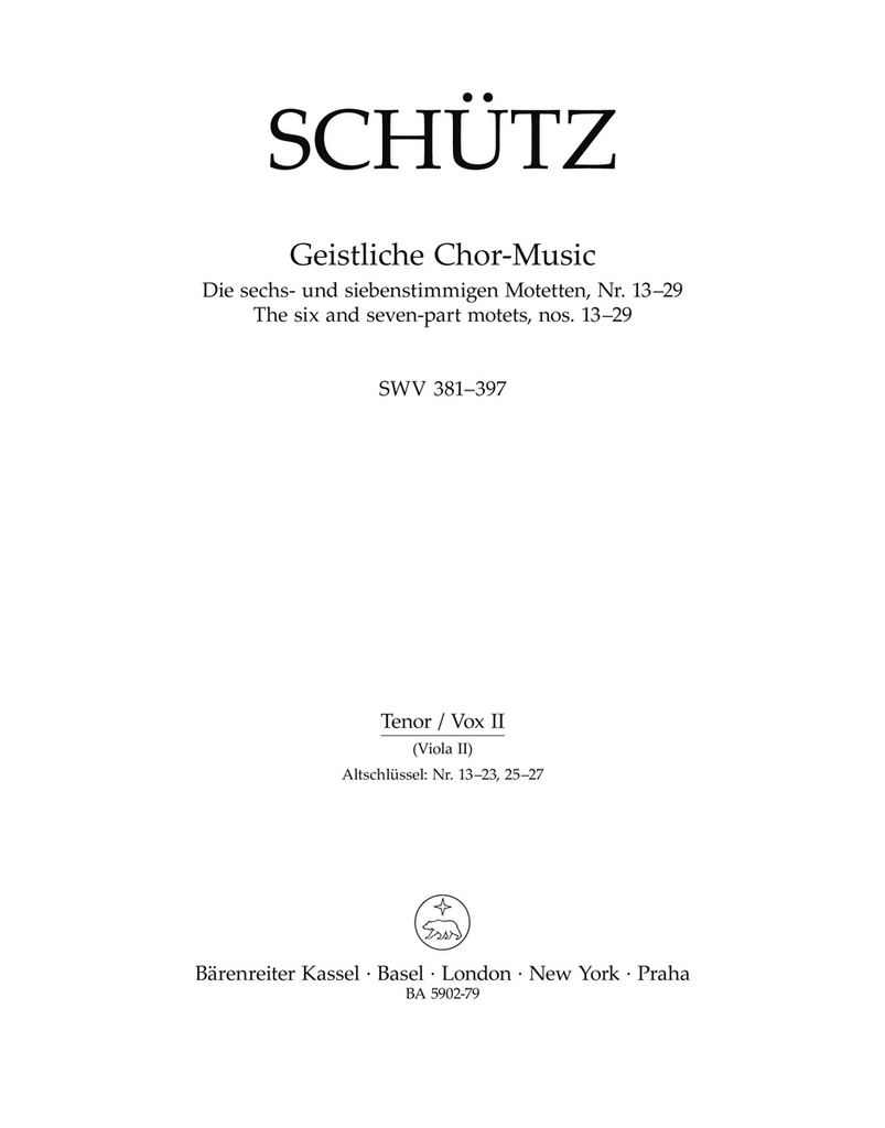 Geistliche Chor-Music, SWV.381-397 (Tenor Instrument)