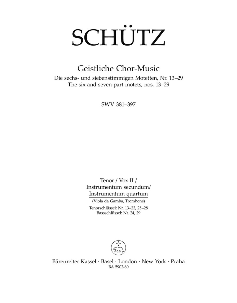 Geistliche Chor-Music, SWV.381-397 (Tenor Instrument)