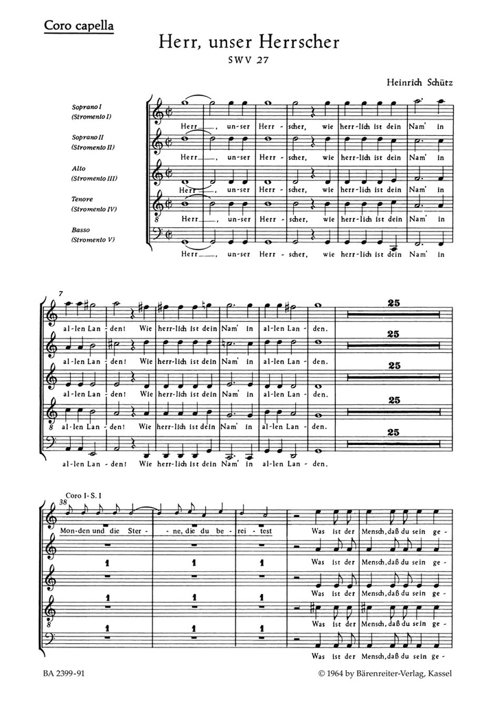 Herr, unser Herrscher, SWV.27 (aus 'Psalmen Davids') (Choral score)