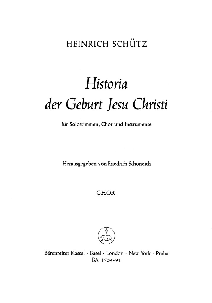 Historia der Geburt Jesu Christi, SWV.435 (Choral score)