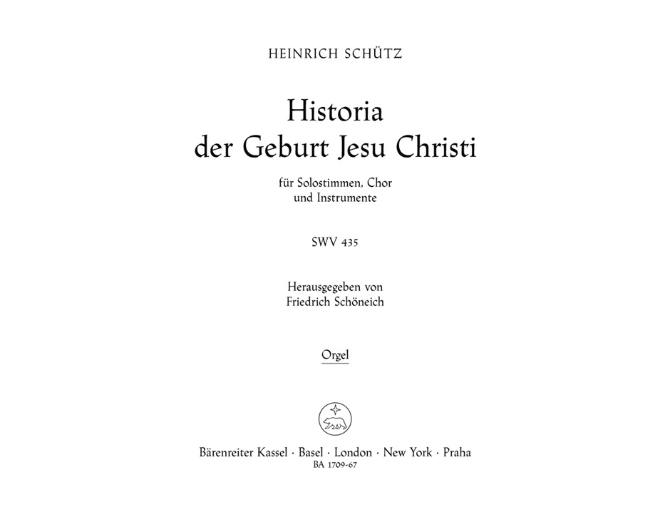Historia der Geburt Jesu Christi, SWV.435 (Organ / BC)