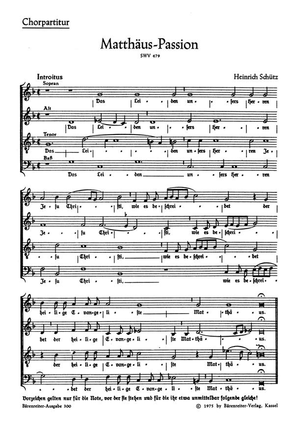 Matthäus-Passion, SWV.479 (Choral score)