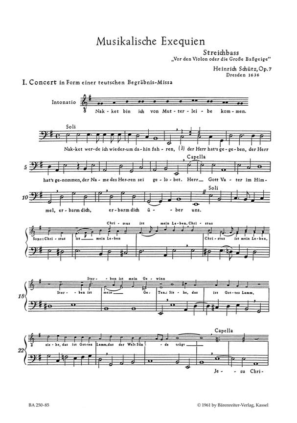 Musikalische Exequien, SWV.279-281 (Double bass)