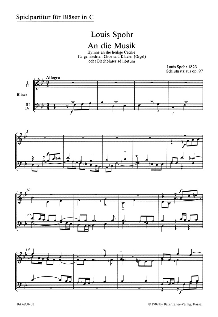 An die Musik (1823) -Festlicher Chor (Wind parts)