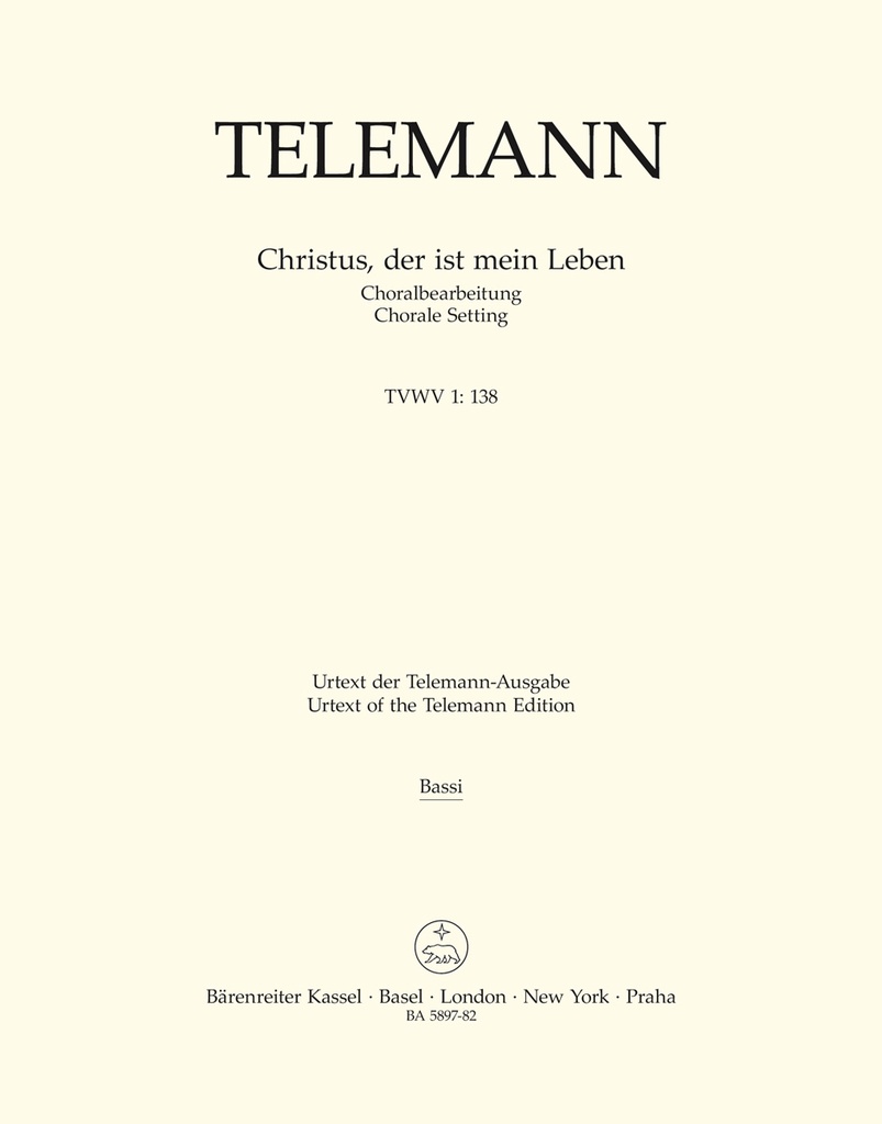 Christus, der ist mein Leben TVWV 1:138 (Chorale Setting) (Double bass)