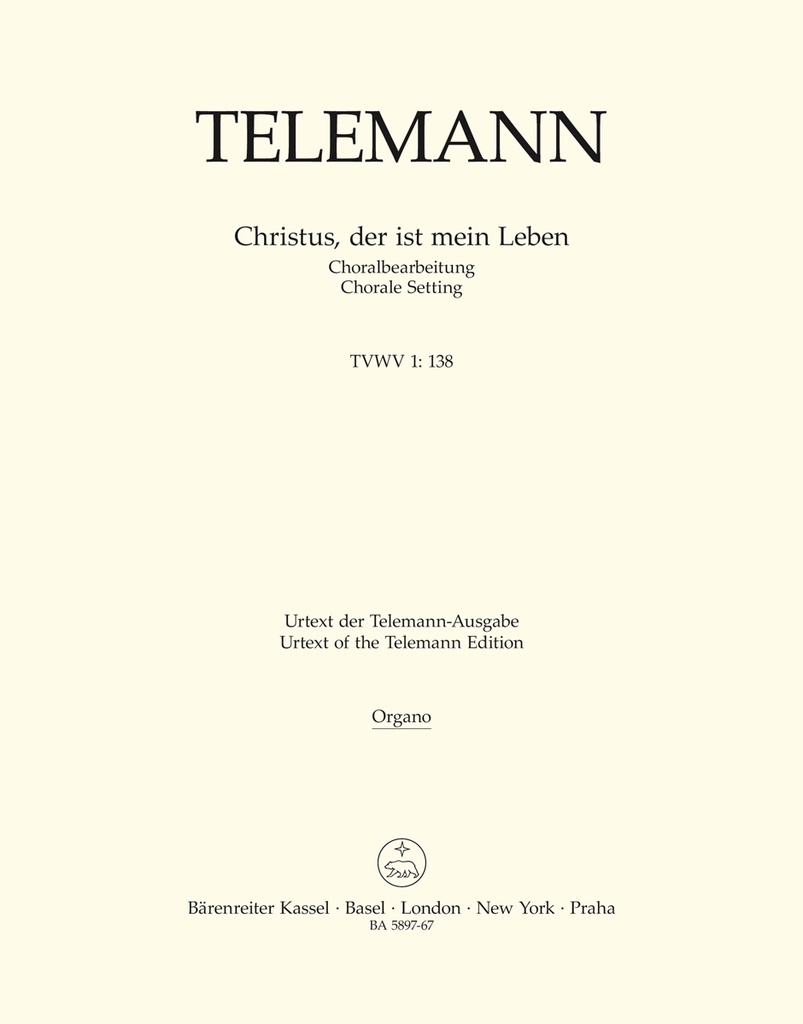 Christus, der ist mein Leben TVWV 1:138 (Chorale Setting) (Organ)
