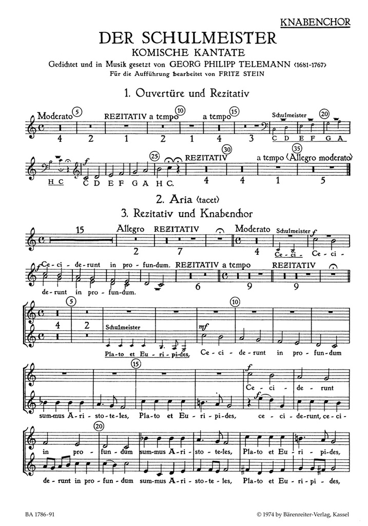 Der Schulmeister (Choral score)
