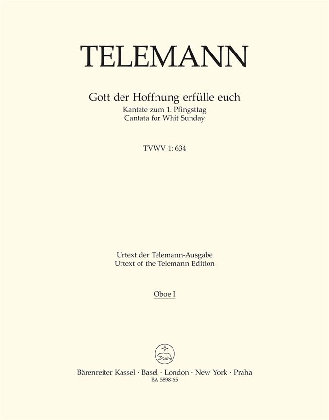 Gott der Hoffnung erfülle euch TVWV 1:634 (Wind parts, Urtext edition)