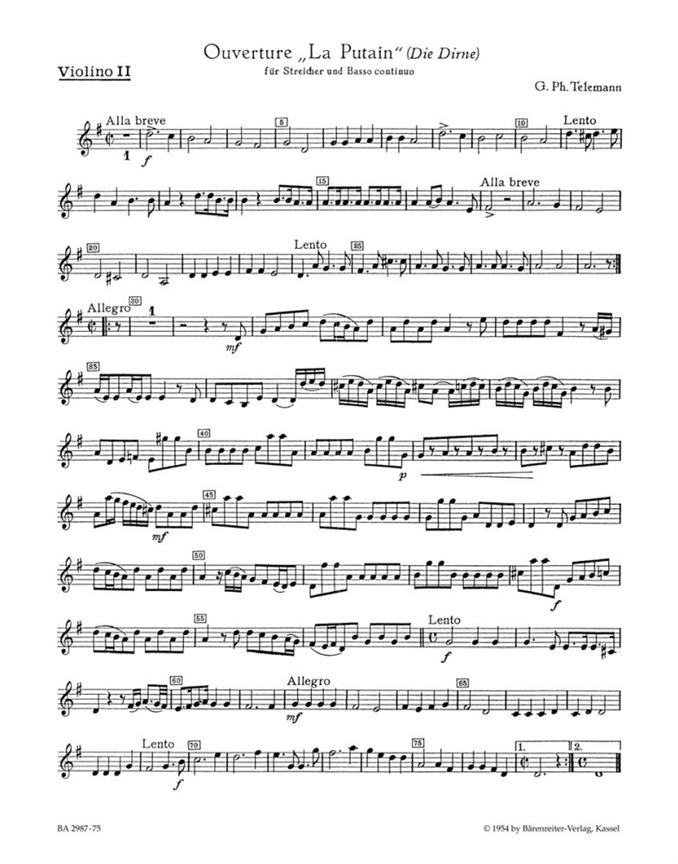 Ouvertüre G-Dur, TWV.55:G1 'La Putain' (Violin 2)