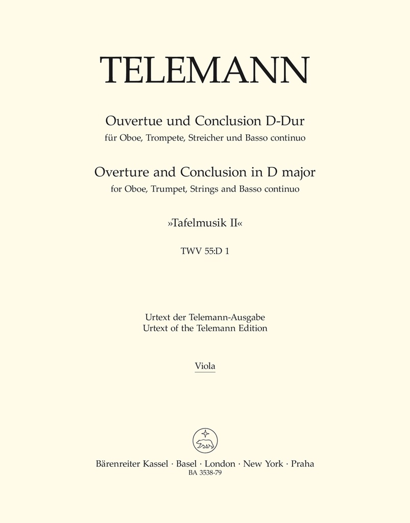 Ouvertüre und Conclusion D-Dur, TWV.55:D1 (aus 'Tafelmusik II') (Viola)