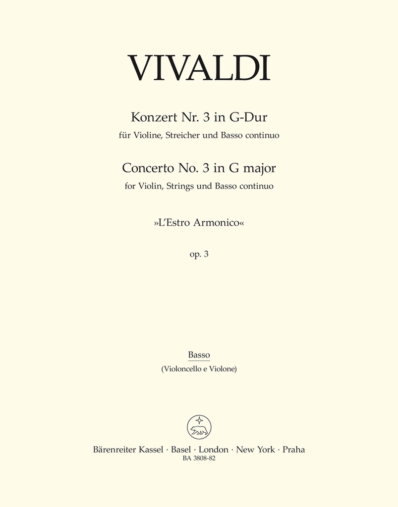 Concerto III G-Dur RV 310 (aus 'L'Estro armonico', Op.3) (Celo / double bass)