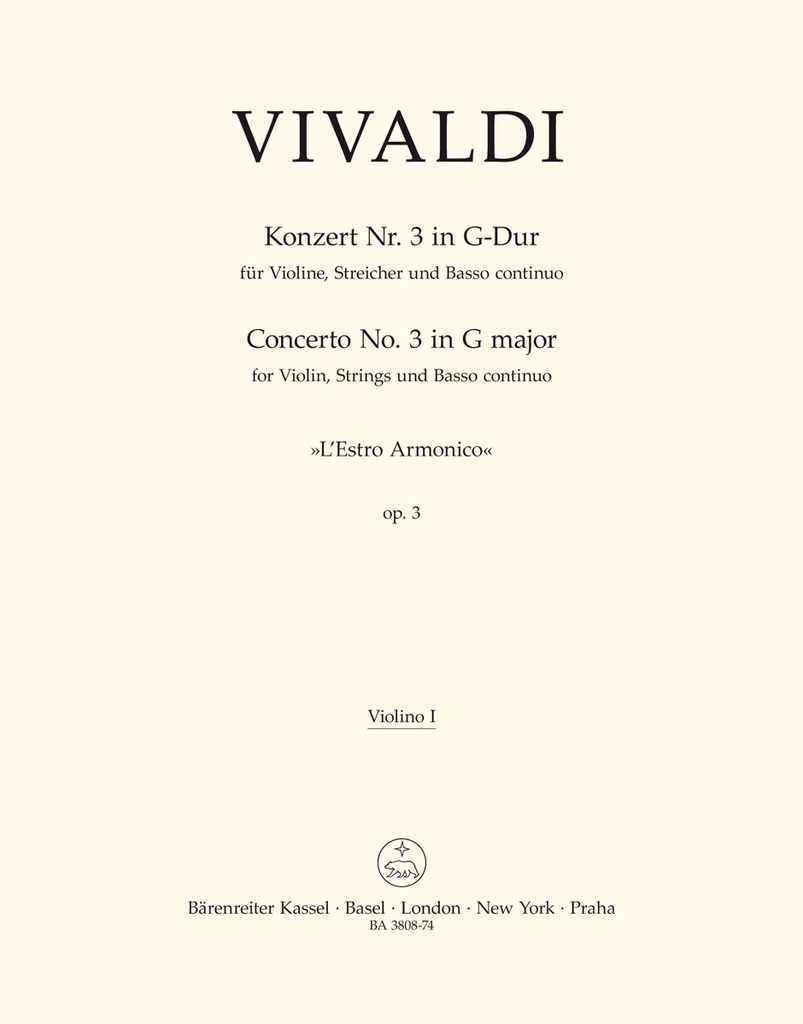 Concerto III G-Dur RV 310 (aus 'L'Estro armonico', Op.3) (Violin 1)