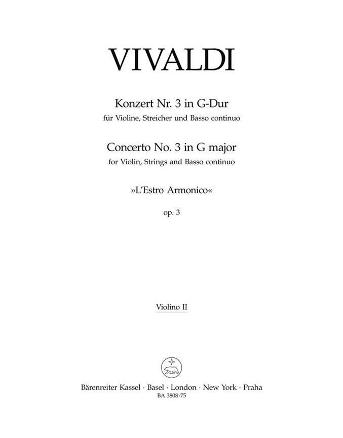 Concerto III G-Dur RV 310 (aus 'L'Estro armonico', Op.3) (Violin 2)