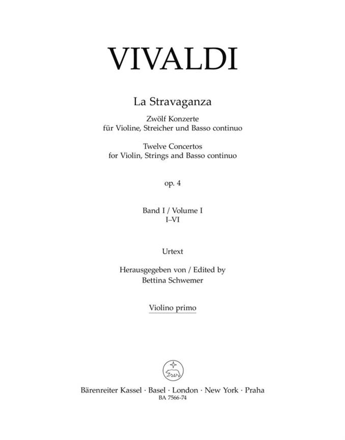 La Stravaganza, Op.4 (Band I: I-VI) (Violin 1)