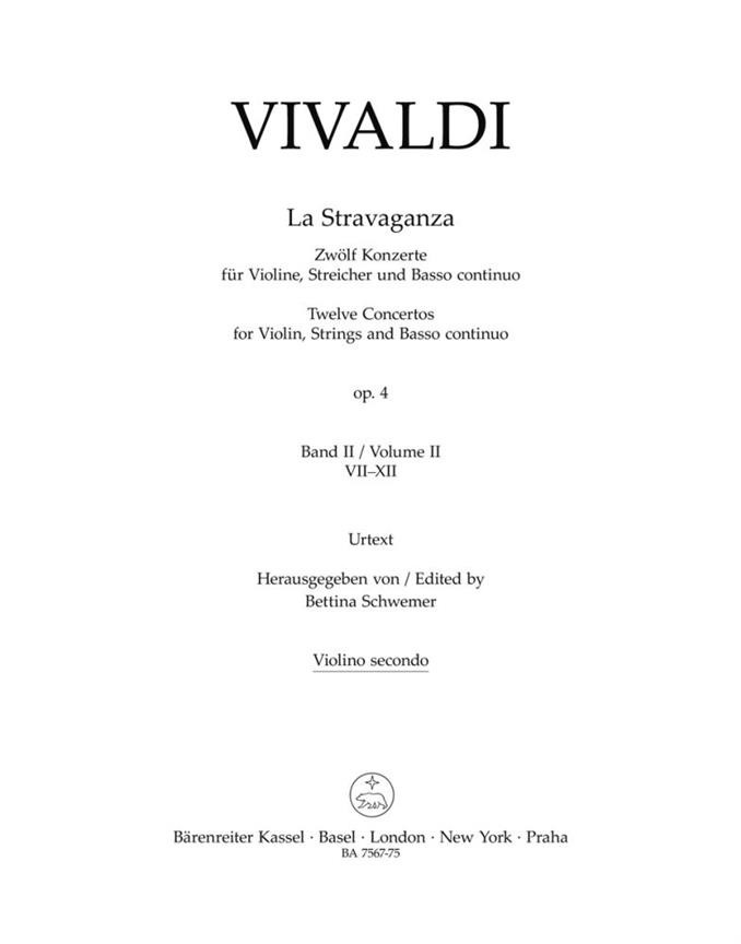 La Stravaganza, Op.4 (Band II: VII-XII) (Violin 2)