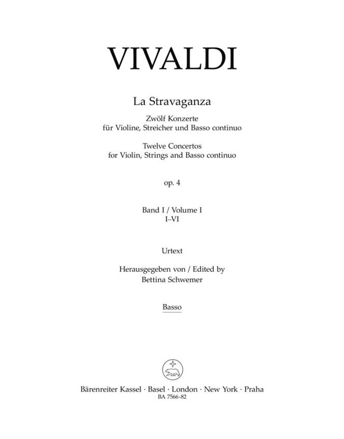 La Stravaganza, Op.4 (Volume I: Concertos I-VI) (Basso)