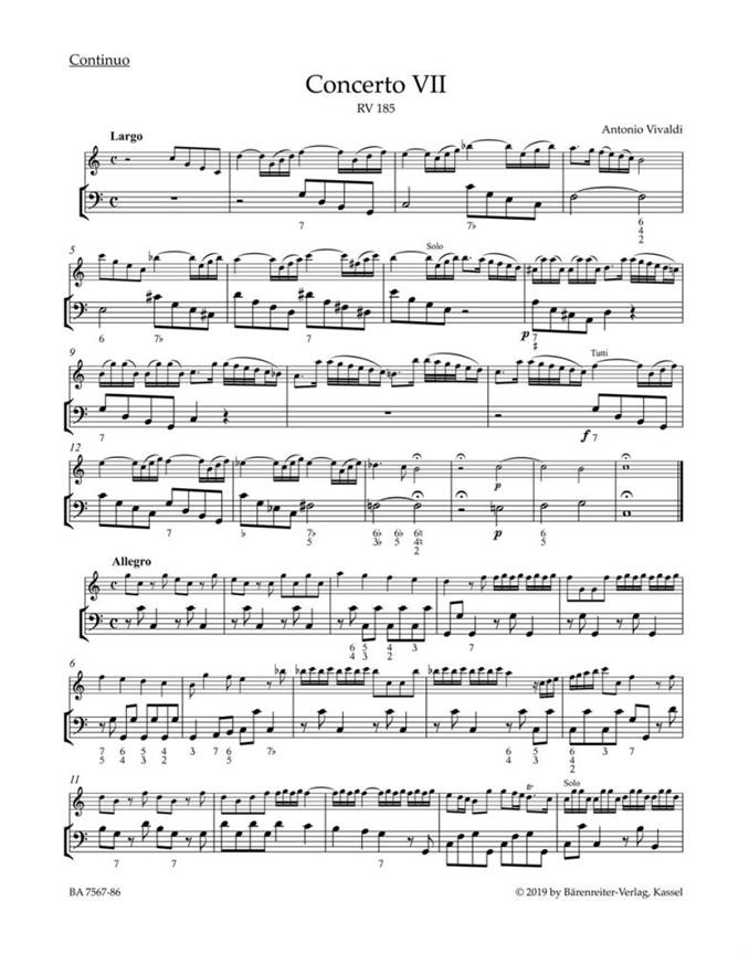 La Stravaganza, Op.4 (Volume II: Concertos VII-XII) (Basso continuo )