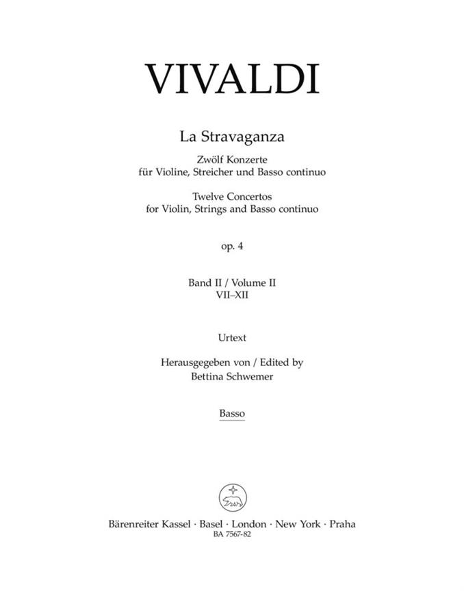 La Stravaganza, Op.4 (Volume II: Concertos VII-XII) (Basso)