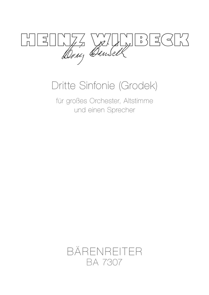 Dritte Sinfonie für großes Orchester, Altstimme und einen Sprecher 'Grodek' (1987/1988) (Study score)
