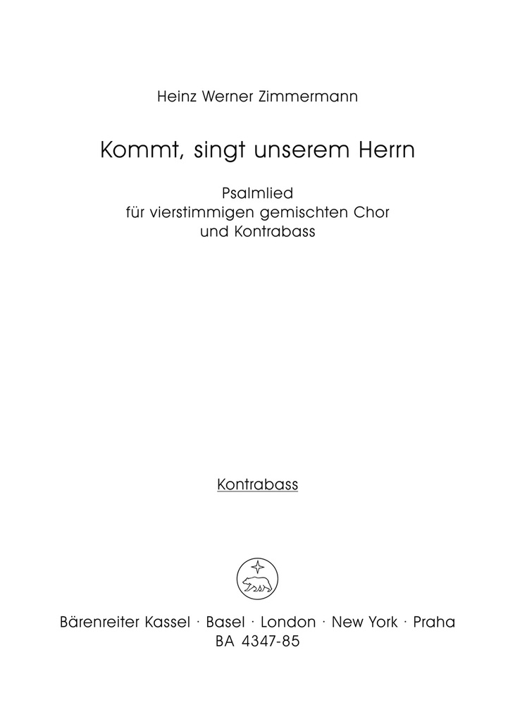 Kommt, singt unserem Herrn (1960/1964) (Double bass)