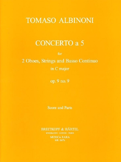 Concerto a 5 in C, Op.9/9 (Score and parts)