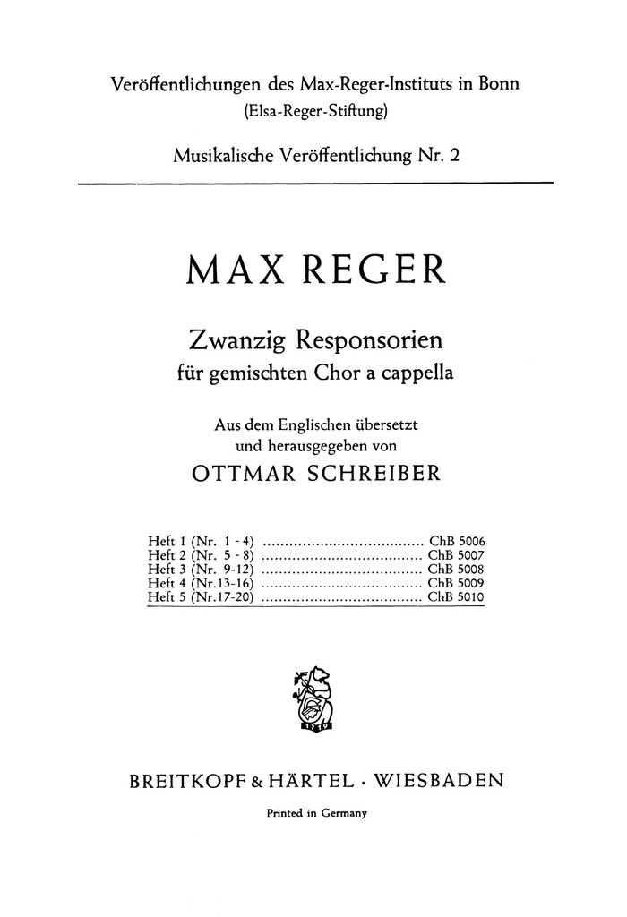 20 Responsories - Vol.5: Nos.17 - 20
