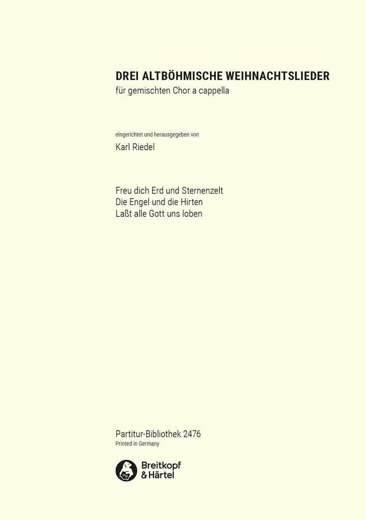 3 altboehmische Weihnachtslieder (Choral score)