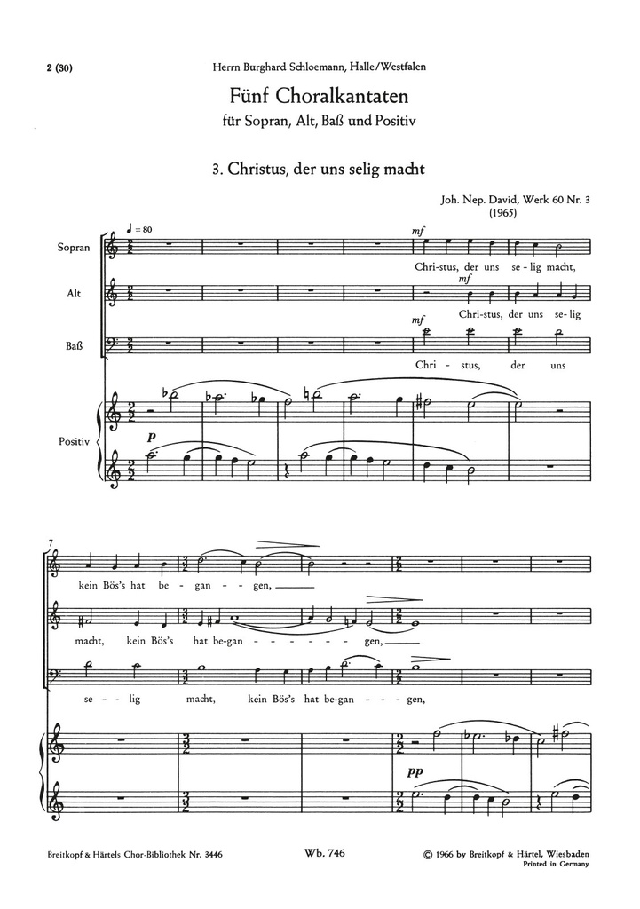 Choral Cantatas, WK.60 (Choral score) 3. Christus, der uns selig macht