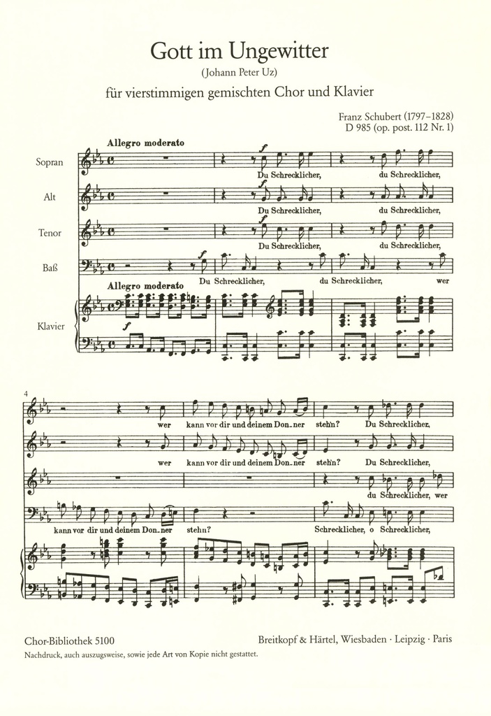 Gott im Ungewitter, D.985 [Op. post. 112/1] (Choral score)