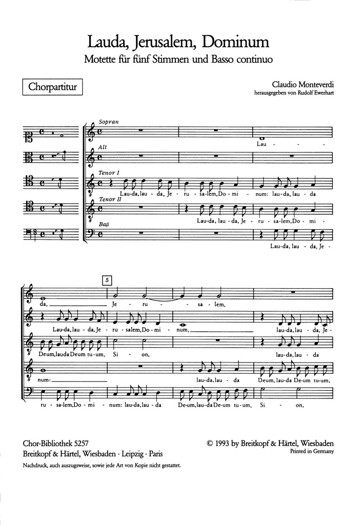 Lauda, Jerusalem, Dominum (Choral score)