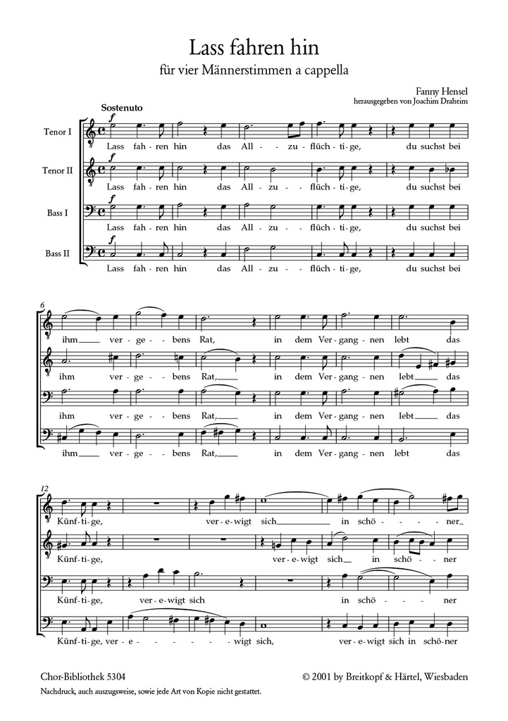 Lass fahren hin (Choral score)