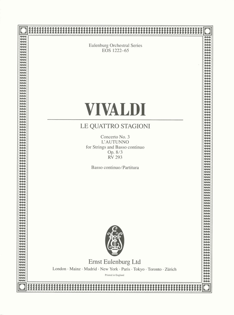 Le quattro stagioni (The four seasons), Op.8/3, RV.293 (Score with continuo realization)