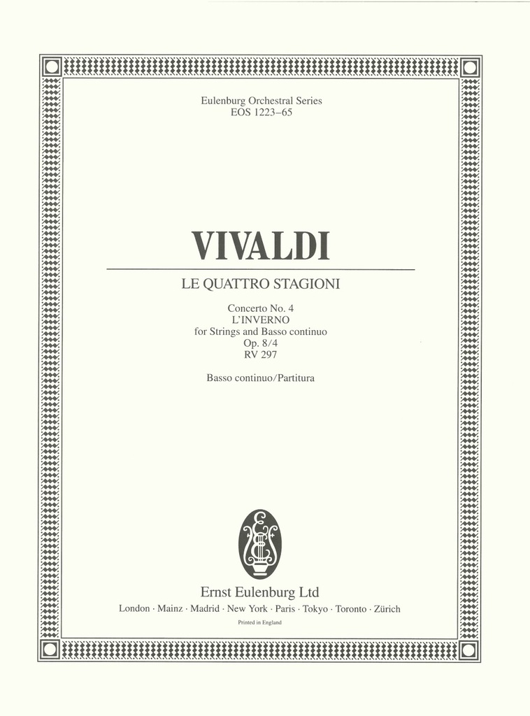 Le quattro stagioni (The four seasons), Op.8/4, RV.297 (Score with continuo realization)