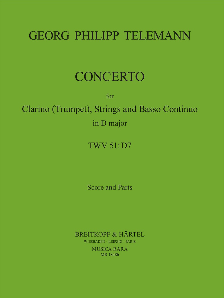 Concerto in D major, TWV.51:D7 (Score and parts)
