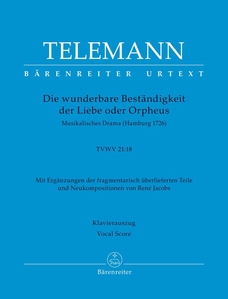 Die wunderbare Beständigkeit der Liebe oder Orpheus, TVWV 21:18 (Vocal score)