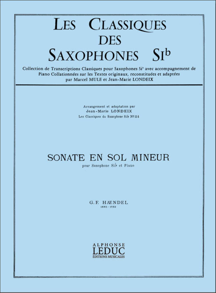 Sonate en sol mineur (Version Saxophone Sib)