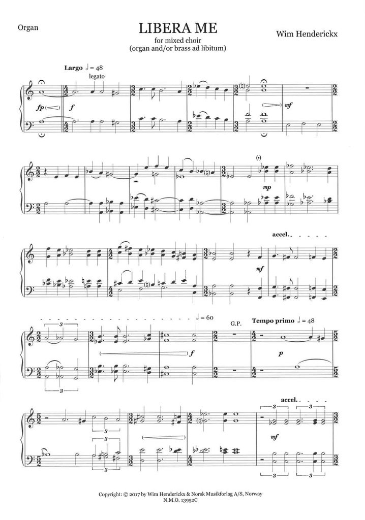 Libera Me for mixed choir (Organ part)