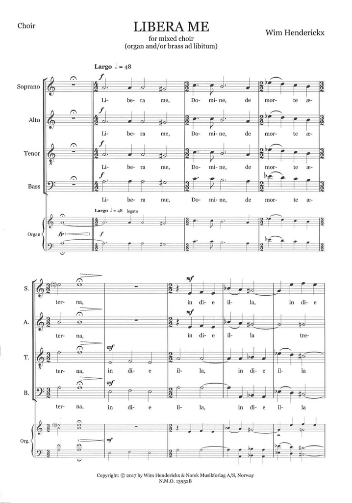 Libera Me for mixed choir (Choir part)