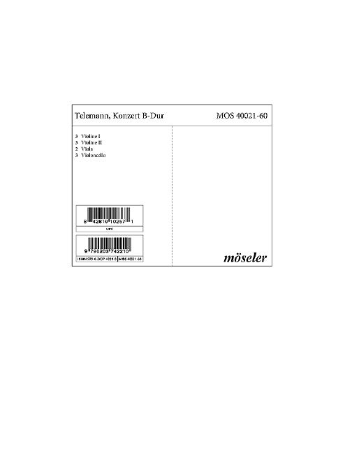 Konzert B-dur, TWV.52:B1 (Set of String parts 3/3/2/3)