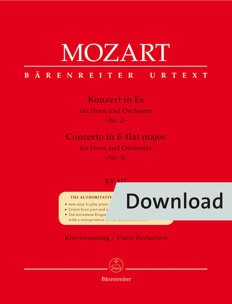 Konzert 2 No. 2 Es-Dur KV 417 (Piano reduction)