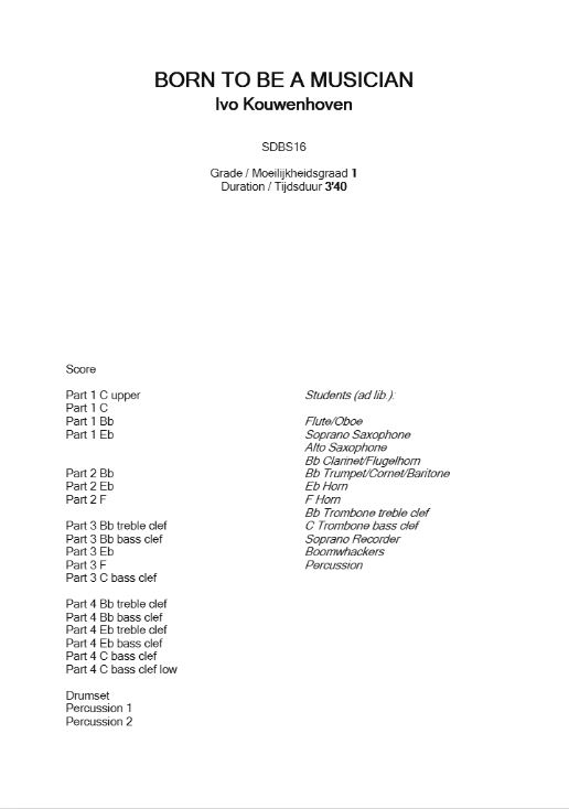 Born to Be a Musician (Score & parts)