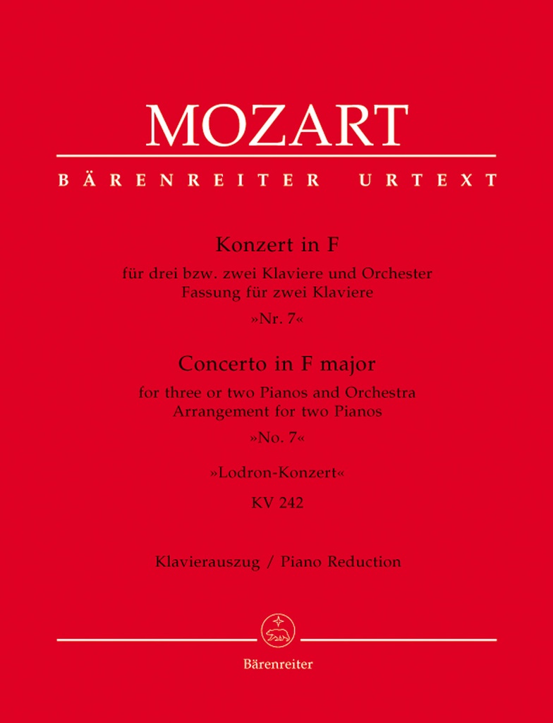 Concerto No.7 Lodron-Concerto F major, KV.242 (Piano reduction)