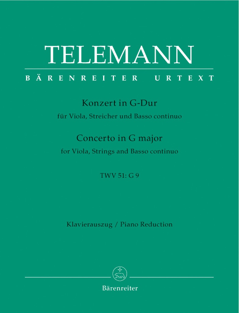 Concerto for Viola in G, TWV 51:G9 (Piano reduction)