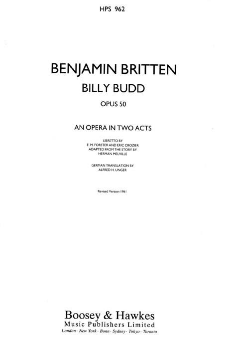 Billy Bud, Op.50 (Study score)