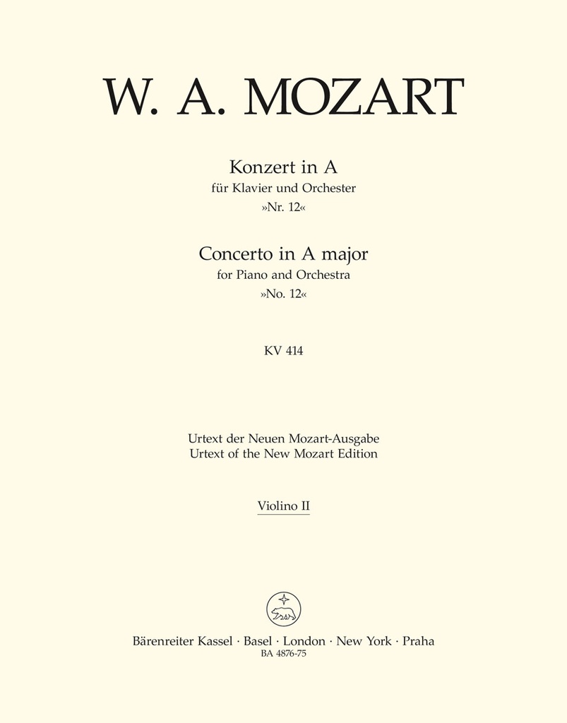 Concerto No.12 A major, KV.414 (Violin 2 part)