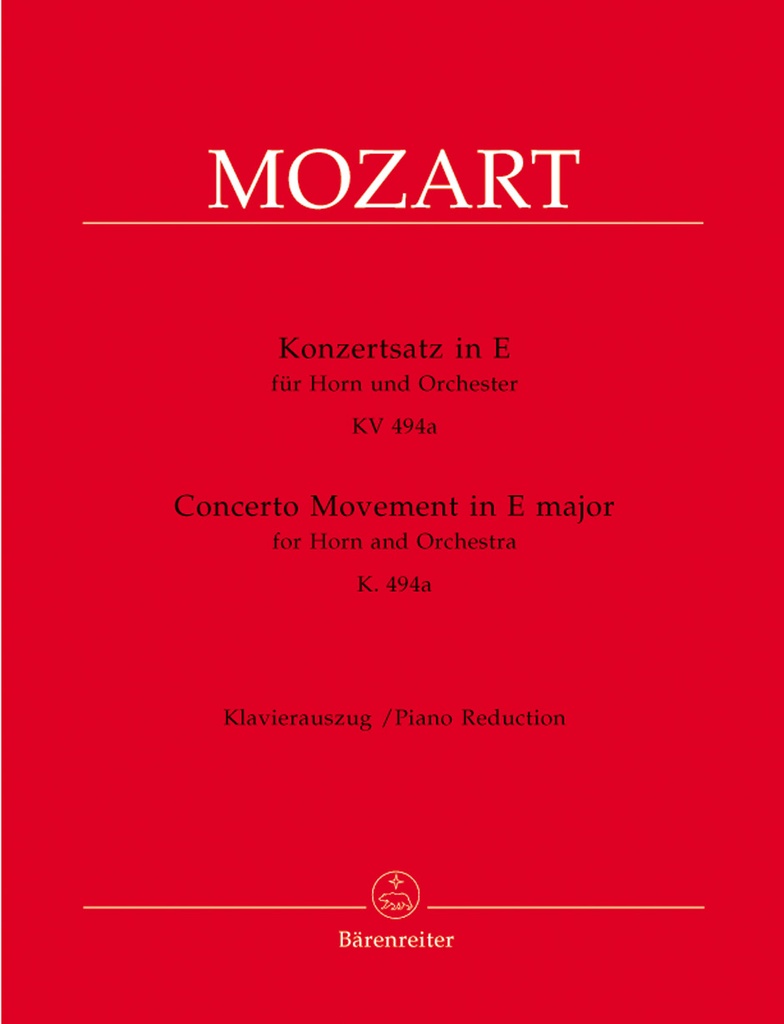 Concertosatz E major, KV.494a (Piano reduction)