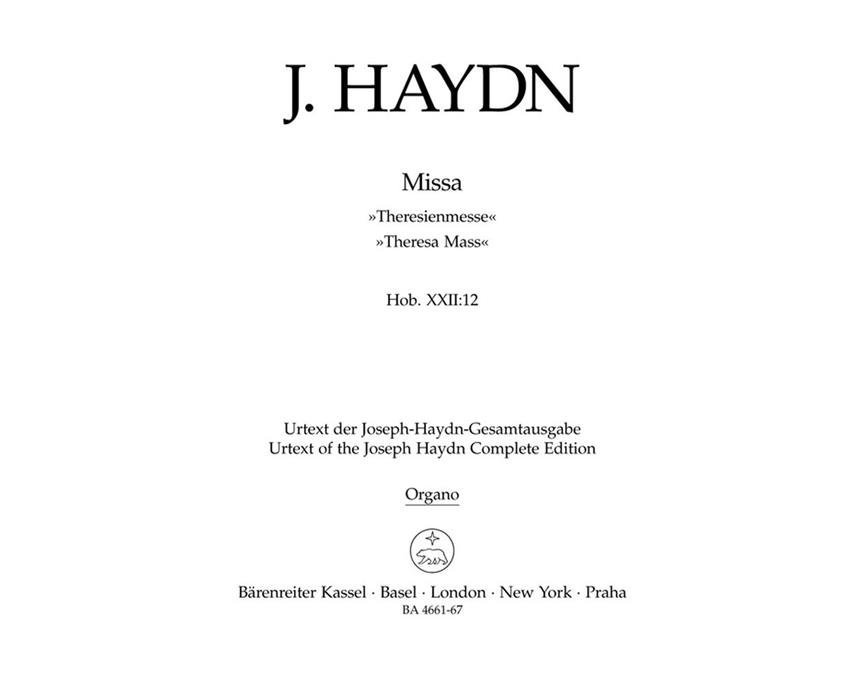 Missa B-Dur Hob. XXII:12 'Theresienmesse' (Organ part)
