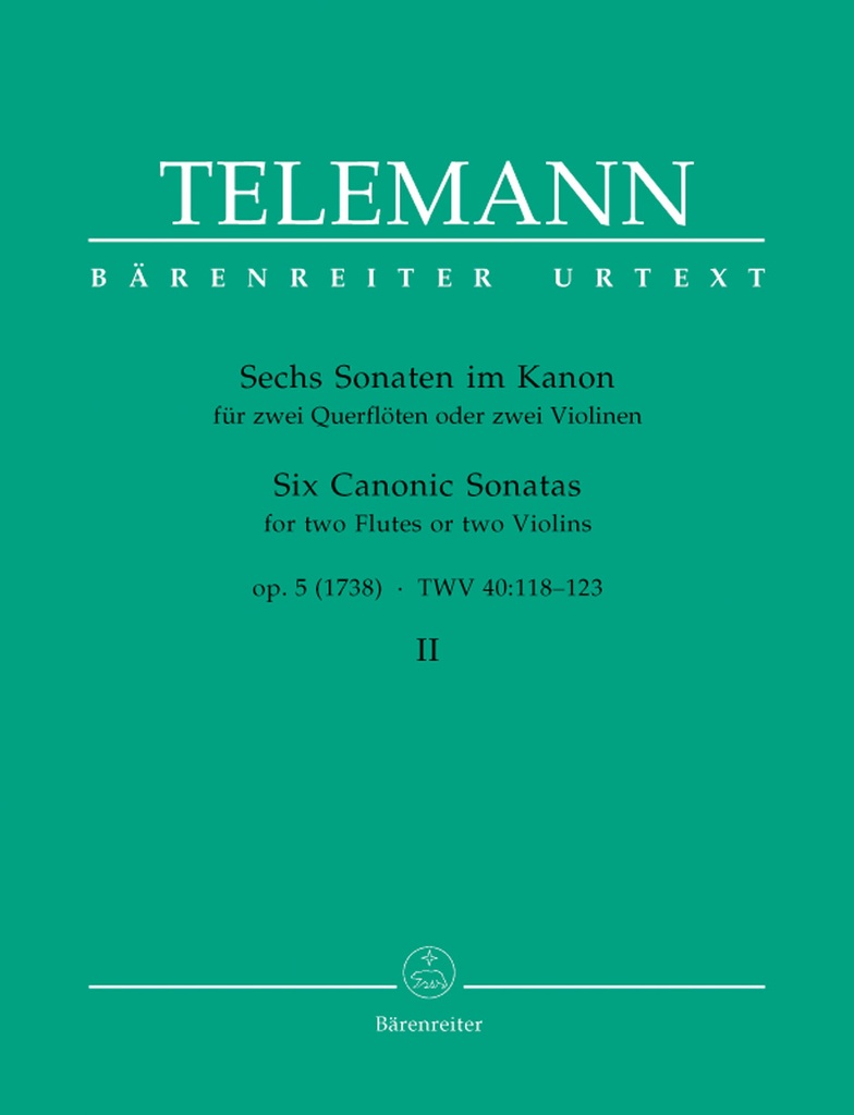 6 Canonic Sonatas for Two Violins (or Two Flutes), Op.5 - Vol.2 (4-6)