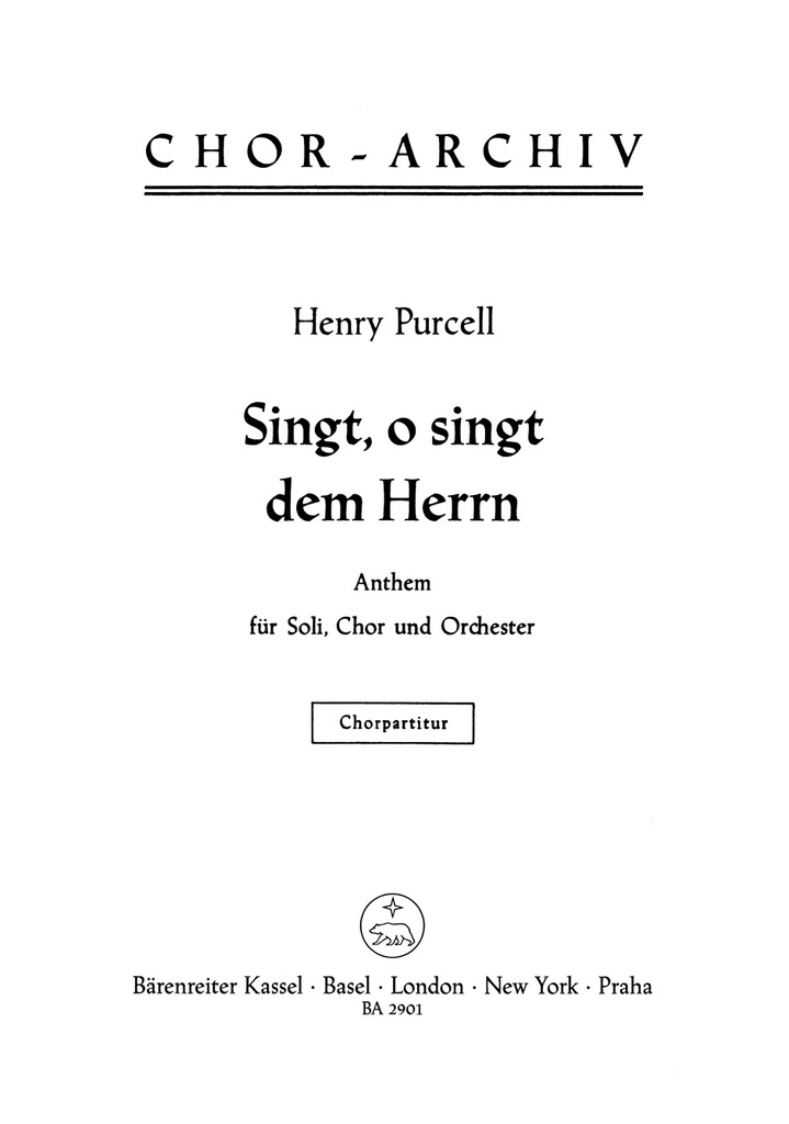 O, Sing unto The Lord (Choral score)