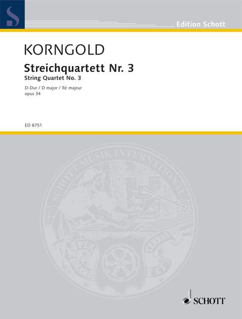 String quartet No.3 in D major, Op.34 (Score & parts)
